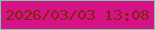 文字の大きさ：4、枠の色：74cdaa、背景の色：d51386、文字の色：82240d 無料ブログパーツのブログ時計