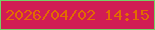 文字の大きさ：4、枠の色：74d066、背景の色：d11c54、文字の色：e26b02 無料ブログパーツのブログ時計
