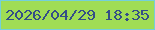 文字の大きさ：2、枠の色：74d0da、背景の色：a0dd55、文字の色：334e87 無料ブログパーツのブログ時計