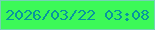 文字の大きさ：3、枠の色：74d3b4、背景の色：3cf958、文字の色：07969e 無料ブログパーツのブログ時計