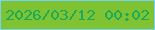 文字の大きさ：4、枠の色：74d3f6、背景の色：7fc232、文字の色：19aa5a 無料ブログパーツのブログ時計