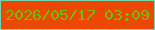 文字の大きさ：2、枠の色：74d4ab、背景の色：ed4704、文字の色：6fbf0b 無料ブログパーツのブログ時計