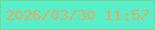 文字の大きさ：3、枠の色：74d78e、背景の色：57efca、文字の色：eba75c 無料ブログパーツのブログ時計
