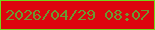 文字の大きさ：5、枠の色：74d81a、背景の色：de050e、文字の色：6c9832 無料ブログパーツのブログ時計