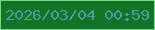 文字の大きさ：2、枠の色：74da85、背景の色：127427、文字の色：4d9a9f 無料ブログパーツのブログ時計