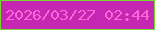 文字の大きさ：2、枠の色：74db2d、背景の色：c527b2、文字の色：fb67d7 無料ブログパーツのブログ時計