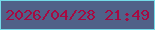 文字の大きさ：5、枠の色：74dbe8、背景の色：506188、文字の色：a70941 無料ブログパーツのブログ時計