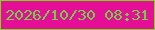 文字の大きさ：3、枠の色：74de10、背景の色：e50e96、文字の色：6dd345 無料ブログパーツのブログ時計