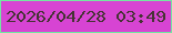 文字の大きさ：3、枠の色：74e6a2、背景の色：d744d3、文字の色：453334 無料ブログパーツのブログ時計