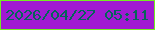 文字の大きさ：2、枠の色：74ed21、背景の色：a11ad2、文字の色：046559 無料ブログパーツのブログ時計