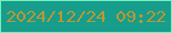 文字の大きさ：5、枠の色：74efbe、背景の色：169d8b、文字の色：bc9732 無料ブログパーツのブログ時計