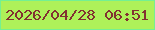文字の大きさ：1、枠の色：74f092、背景の色：aef159、文字の色：823131 無料ブログパーツのブログ時計