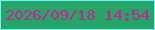 文字の大きさ：5、枠の色：74f0ff、背景の色：23a666、文字の色：d51b9b 無料ブログパーツのブログ時計