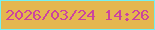 文字の大きさ：5、枠の色：74f1f2、背景の色：e5b74f、文字の色：cc449e 無料ブログパーツのブログ時計