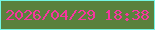 文字の大きさ：5、枠の色：74f6e4、背景の色：5a813d、文字の色：f6369f 無料ブログパーツのブログ時計