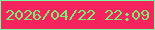 文字の大きさ：3、枠の色：74fe9d、背景の色：f5245e、文字の色：77ef70 無料ブログパーツのブログ時計