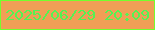 文字の大きさ：5、枠の色：74ff2d、背景の色：f09f56、文字の色：54f352 無料ブログパーツのブログ時計