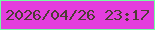 文字の大きさ：1、枠の色：74ffa2、背景の色：e43edd、文字の色：4e3c35 無料ブログパーツのブログ時計