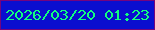 文字の大きさ：5、枠の色：75037d、背景の色：0a0ecf、文字の色：11fd7f 無料ブログパーツのブログ時計