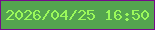 文字の大きさ：4、枠の色：750b8b、背景の色：54a54f、文字の色：9bf95b 無料ブログパーツのブログ時計
