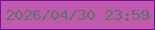 文字の大きさ：4、枠の色：750c9b、背景の色：c05aac、文字の色：5c7369 無料ブログパーツのブログ時計
