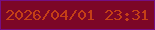 文字の大きさ：1、枠の色：750e83、背景の色：7c0626、文字の色：c43f17 無料ブログパーツのブログ時計