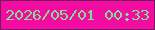 文字の大きさ：3、枠の色：75195f、背景の色：f40ba1、文字の色：80e090 無料ブログパーツのブログ時計