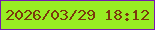 文字の大きさ：3、枠の色：751ab1、背景の色：98ed23、文字の色：7b390d 無料ブログパーツのブログ時計