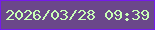 文字の大きさ：1、枠の色：751bea、背景の色：6b478a、文字の色：c9ffb6 無料ブログパーツのブログ時計