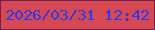 文字の大きさ：4、枠の色：75204c、背景の色：d64954、文字の色：2b38eb 無料ブログパーツのブログ時計