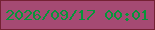 文字の大きさ：4、枠の色：752134、背景の色：a54a73、文字の色：06953a 無料ブログパーツのブログ時計