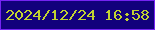 文字の大きさ：3、枠の色：7523f2、背景の色：12007c、文字の色：c2d231 無料ブログパーツのブログ時計