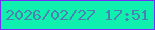 文字の大きさ：2、枠の色：752dfc、背景の色：0fefad、文字の色：4a81b1 無料ブログパーツのブログ時計