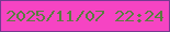 文字の大きさ：5、枠の色：753a90、背景の色：f644c3、文字の色：5a7d3f 無料ブログパーツのブログ時計