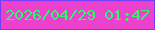 文字の大きさ：4、枠の色：753ef8、背景の色：eb41cd、文字の色：2bf96d 無料ブログパーツのブログ時計