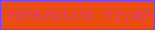 文字の大きさ：2、枠の色：7542ff、背景の色：eb4d11、文字の色：d73f79 無料ブログパーツのブログ時計