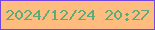 文字の大きさ：2、枠の色：7546dd、背景の色：febc7e、文字の色：5daa7d 無料ブログパーツのブログ時計