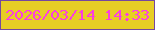 文字の大きさ：2、枠の色：75489e、背景の色：e7ce24、文字の色：fb3fe0 無料ブログパーツのブログ時計