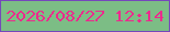文字の大きさ：3、枠の色：7548bb、背景の色：7cbd85、文字の色：ec2a8d 無料ブログパーツのブログ時計