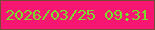 文字の大きさ：3、枠の色：754d37、背景の色：f71772、文字の色：7cdc2d 無料ブログパーツのブログ時計