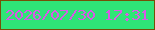 文字の大きさ：5、枠の色：755006、背景の色：2fe477、文字の色：d959e6 無料ブログパーツのブログ時計