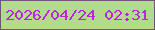 文字の大きさ：5、枠の色：75527c、背景の色：b3db8d、文字の色：bc24e3 無料ブログパーツのブログ時計