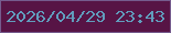 文字の大きさ：2、枠の色：755b8d、背景の色：571445、文字の色：619dbd 無料ブログパーツのブログ時計
