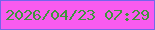 文字の大きさ：2、枠の色：7564eb、背景の色：f95bef、文字の色：41943d 無料ブログパーツのブログ時計