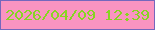 文字の大きさ：5、枠の色：7567bd、背景の色：fa94c1、文字の色：87d522 無料ブログパーツのブログ時計