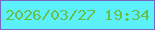 文字の大きさ：1、枠の色：7567c1、背景の色：5cf0fa、文字の色：68bf4a 無料ブログパーツのブログ時計