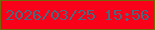 文字の大きさ：1、枠の色：75680a、背景の色：f90118、文字の色：4a697c 無料ブログパーツのブログ時計