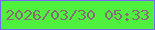 文字の大きさ：3、枠の色：7569f9、背景の色：4ff13e、文字の色：886d78 無料ブログパーツのブログ時計