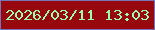文字の大きさ：1、枠の色：7575b8、背景の色：97080e、文字の色：9cfeaf 無料ブログパーツのブログ時計