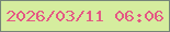 文字の大きさ：3、枠の色：758479、背景の色：d5ed9e、文字の色：e45984 無料ブログパーツのブログ時計